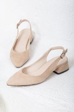 Emma Women's Suede Slingback Shoes | Beige -Women Clothing Store prologue shoes emma beige suede slingback shoes 30794493624433