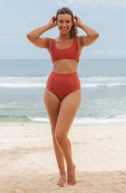 Alice ECONYL® High Waisted Bikini Bottom | Burnt Sienna -Women Clothing Store september alice bottom burnt sienna 29761735688305