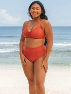Alice ECONYL® High Waisted Bikini Bottom | Burnt Sienna