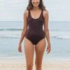Marigold ECONYL® Eco Rib One Piece Swimsuit | Sangria Red -Women Clothing Store september marigold one piece sangria red eco rib 30708493680753