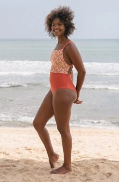 Paris ECONYL® One Piece Swimsuit | Burnt Sienna Poppy -Women Clothing Store september paris one piece poppy burnt sienna 30705551605873