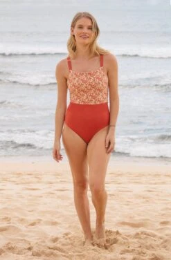 Paris ECONYL® One Piece Swimsuit | Burnt Sienna Poppy -Women Clothing Store september paris one piece poppy burnt sienna 30705551802481