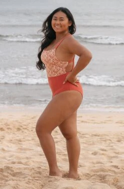 Paris ECONYL® One Piece Swimsuit | Burnt Sienna Poppy -Women Clothing Store september paris one piece poppy burnt sienna 30705551900785