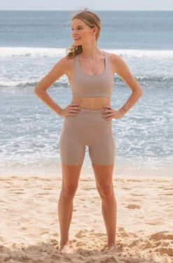 Upstate 5.5" Recycled Nylon Bike Short | Stone -Women Clothing Store september upstate 5 5 bike short stone 30372899520625