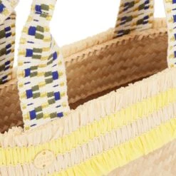 Alor Handwoven Bamboo Vegan Small Tote Bag | Natural & Sunshine Yellow -Women Clothing Store stelar alor small bamboo tote bag 29971974586481