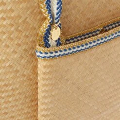 Lembata Handwoven Bamboo Vegan Large Shopper Bag | Natural & Blue Stripe -Women Clothing Store stelar lembata large shopper bag 29971972489329