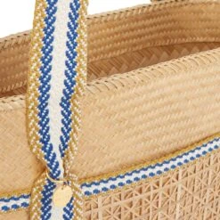 Malaka Handwoven Bamboo Vegan Small Tote Bag | Natural & Blue Stripe 11 Malaka Handwoven Bamboo Vegan Small Tote Bag | Natural & Blue Stripe -Women Clothing Store stelar malaka small bamboo tote bag 29971971965041
