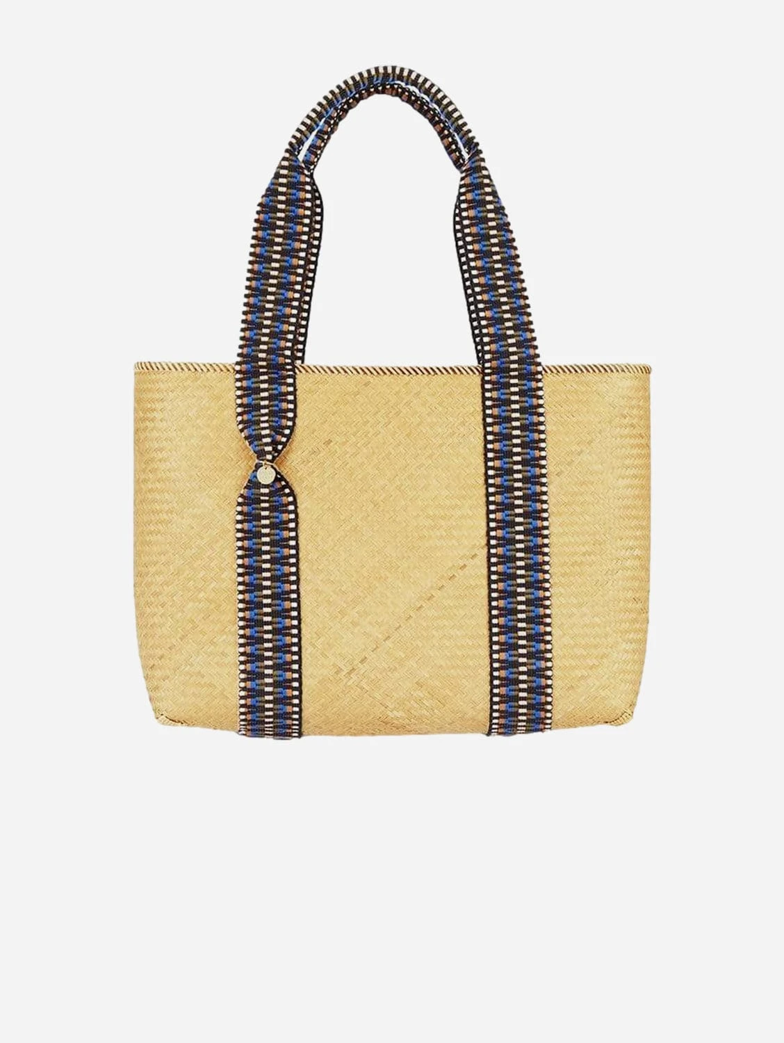 Mentawai Handwoven Bamboo Vegan Medium Tote Bag Indigo Straps | Natural 3 Mentawai Handwoven Bamboo Vegan Medium Tote Bag Indigo Straps | Natural