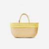 Nihi Handwoven Bamboo Vegan Mini Tote Bag | Natural & Yellow
