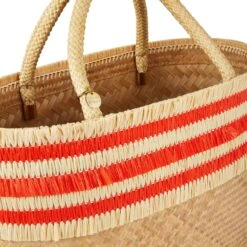 Nihi Handwoven Bamboo Vegan Small Tote Bag | Natural & Coral -Women Clothing Store stelar nihi handwoven bamboo vegan small tote bag natural coral 28784010362993