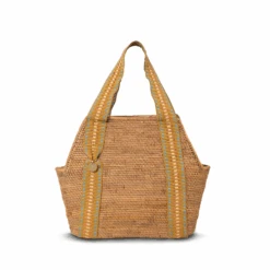 Poso Handwoven Atta Vegan Small Shopper Bag | Copper Stripe -Women Clothing Store stelar poso small shopper bag 30735655207025