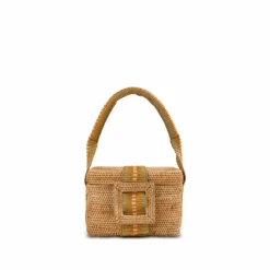 Siang Handwoven Atta Vegan Vanity Bag | Copper Stripe -Women Clothing Store stelar siang vanity bag 30735656157297