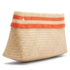 Sita Handwoven Raffia Clutch Bag | Natural & Hot Coral -Women Clothing Store stelar sita raffia clutch bag 30722481815665
