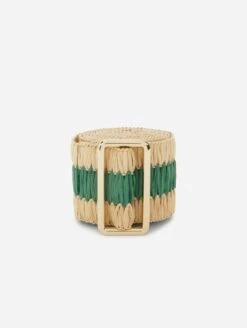 Sula Raffia Belt | Emerald Green