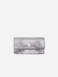 Sara Vegan Leather Chain Wallet Purse | Silver
