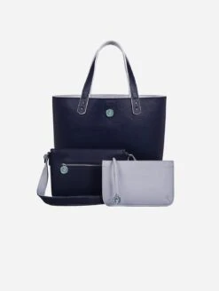 3 Vegan Leather Bags In 1 | Blue & Grey