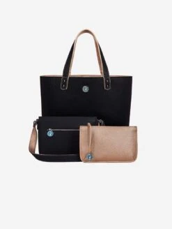 3 Vegan Leather Bags In 1 | Black & Rose Gold