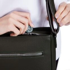 Vegan Leather Crossbody Handbag | Forest Green & Metallic -Women Clothing Store the morphbag by gsk cross body vegan handbag in green metallic 28903171162225