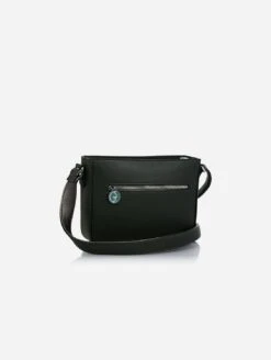 Vegan Leather Crossbody Handbag | Forest Green & Metallic