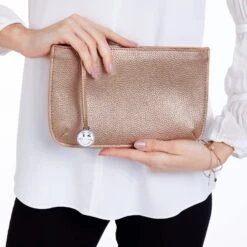 Multi-Function Vegan Leather Clutch | Rose Gold -Women Clothing Store the morphbag by gsk vegan leather multi function clutch in rose gold 28903274709105