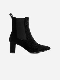 Cinema Textured Vegan Leather Ankle Boots | Black