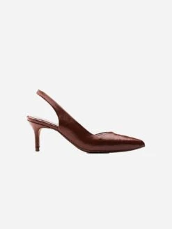 Boulevard Vegan Leather Heeled Slingback | Brown