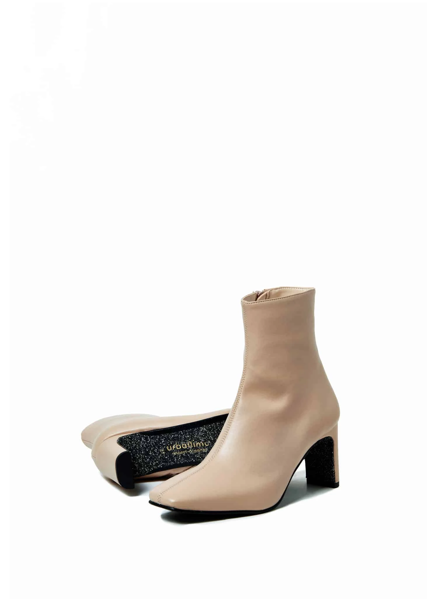Fontana Square Toe Vegan Leather Heeled Ankle Boots | Beige 6 Fontana Square Toe Vegan Leather Heeled Ankle Boots | Beige - Image 4