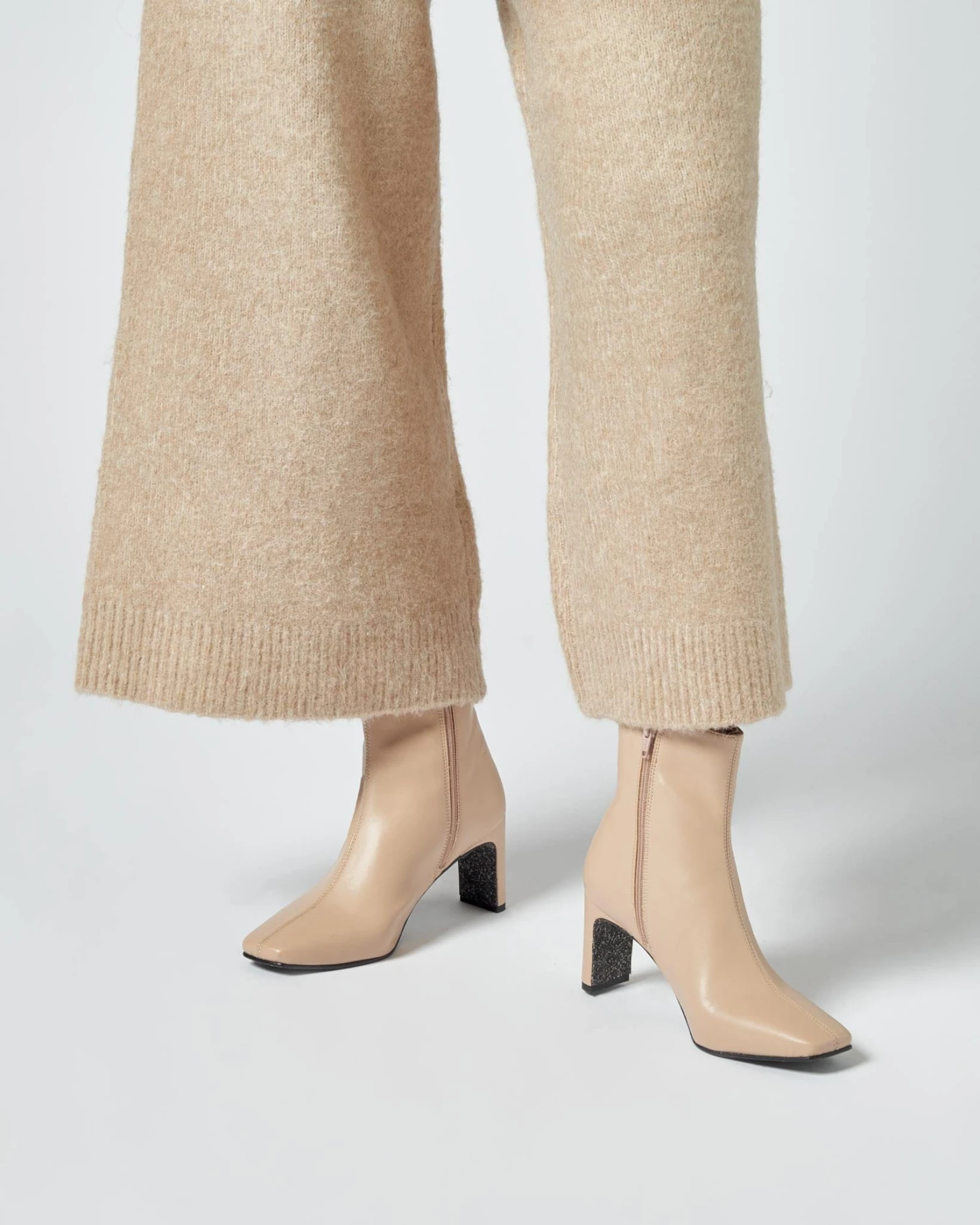 Fontana Square Toe Vegan Leather Heeled Ankle Boots | Beige 11 Fontana Square Toe Vegan Leather Heeled Ankle Boots | Beige - Image 9