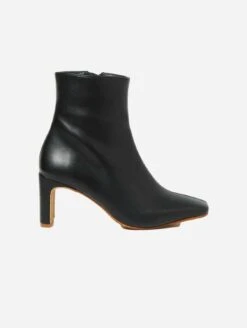 Fontana Square Toe Vegan Leather Heeled Ankle Boots | Black