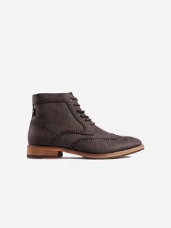Wheat Men's Vegan Leather Brogue Boots | Brown