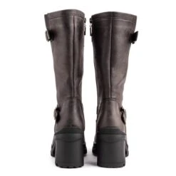 Chaga Women's Vegan Leather Biker Boots | Brown -Women Clothing Store v gan chaga biker boots 30517044871281