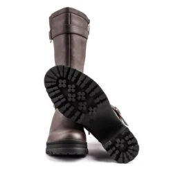 Chaga Women's Vegan Leather Biker Boots | Brown -Women Clothing Store v gan chaga biker boots 30517044904049