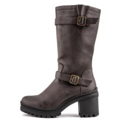 Chaga Women's Vegan Leather Biker Boots | Brown -Women Clothing Store v gan chaga biker boots 30517044936817