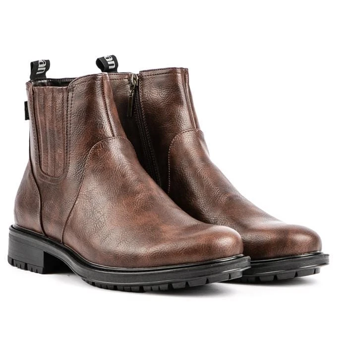 Frisee Men's Vegan Leather Inside Zip Boots | Tan 4 Frisee Men's Vegan Leather Inside Zip Boots | Tan - Image 2