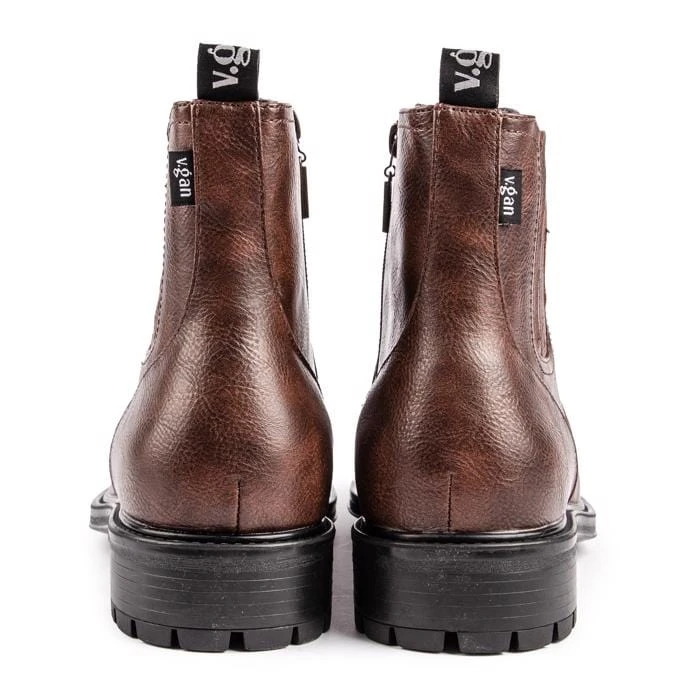 Frisee Men's Vegan Leather Inside Zip Boots | Tan 5 Frisee Men's Vegan Leather Inside Zip Boots | Tan - Image 3