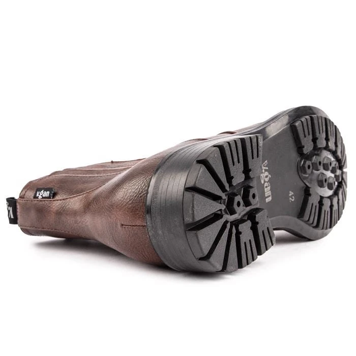 Frisee Men's Vegan Leather Inside Zip Boots | Tan 6 Frisee Men's Vegan Leather Inside Zip Boots | Tan - Image 4