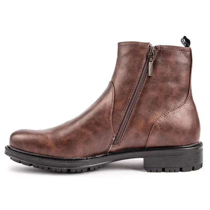 Frisee Men's Vegan Leather Inside Zip Boots | Tan 7 Frisee Men's Vegan Leather Inside Zip Boots | Tan - Image 5