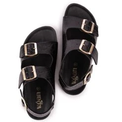 Lima Women's Vegan Footbed Sandals | Black Croc -Women Clothing Store v gan lima footbed sandals 30739697533041