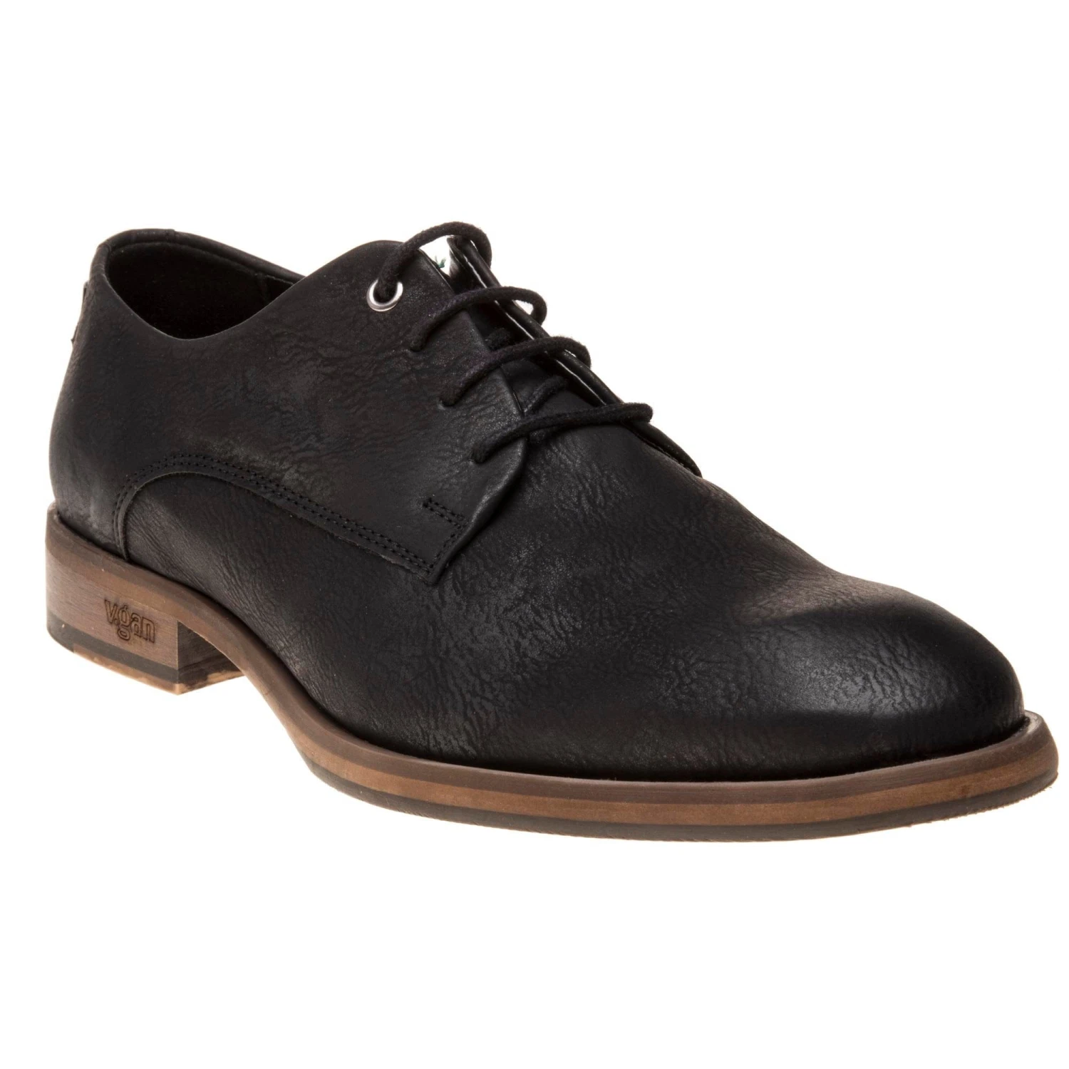Oatmeal Men's Vegan Leather Derby Shoes | Black 4 Oatmeal Men's Vegan Leather Derby Shoes | Black - Image 2