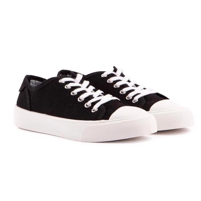 Olive Women's Recycled Cotton Vegan Pump Trainers | Black 4 Olive Women's Recycled Cotton Vegan Pump Trainers | Black - Image 2