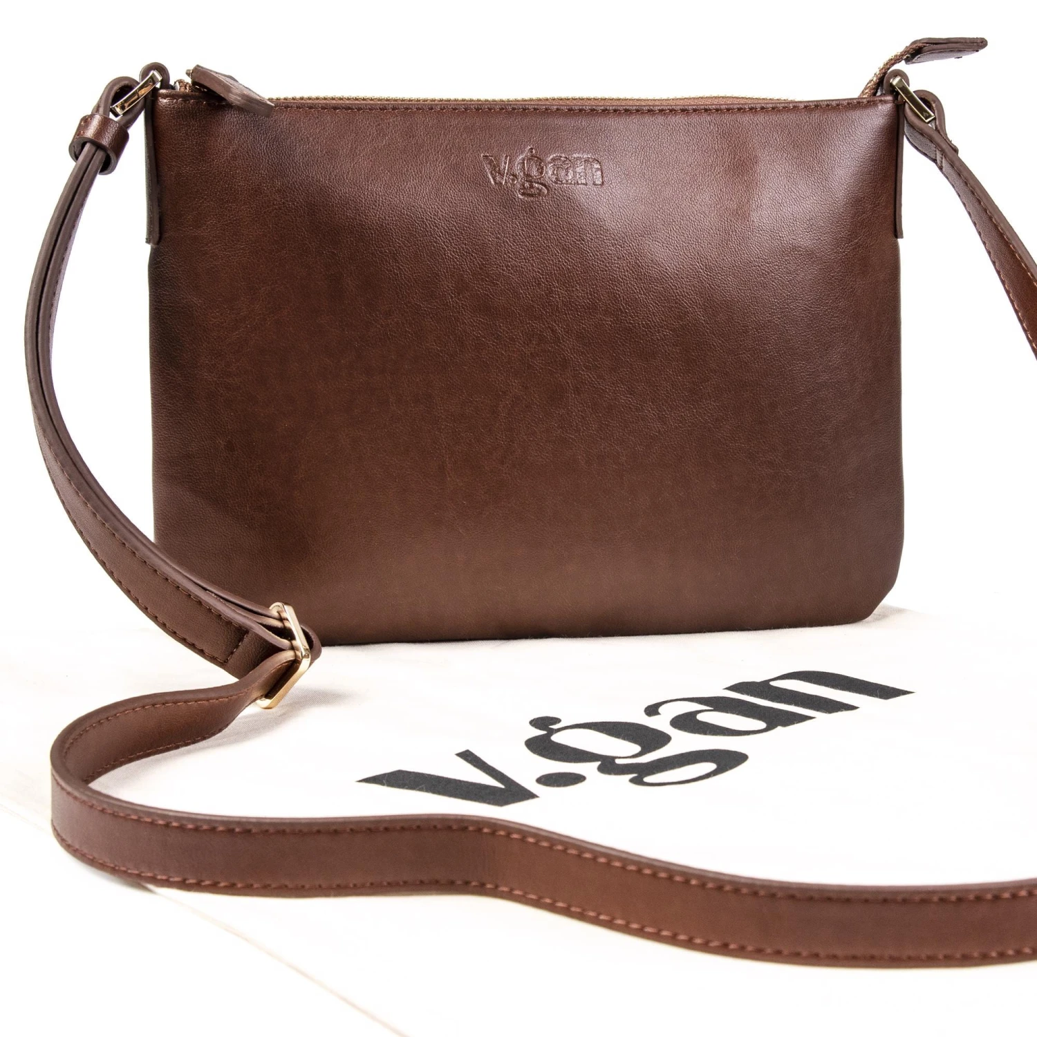 Vegan Leather Crossbody Handbag | Chestnut 7 Vegan Leather Crossbody Handbag | Chestnut - Image 5