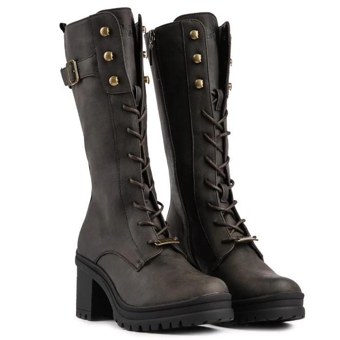 Oolong Women's Vegan Leather Mid Calf Boots | Brown 5 Oolong Women's Vegan Leather Mid Calf Boots | Brown - Image 3