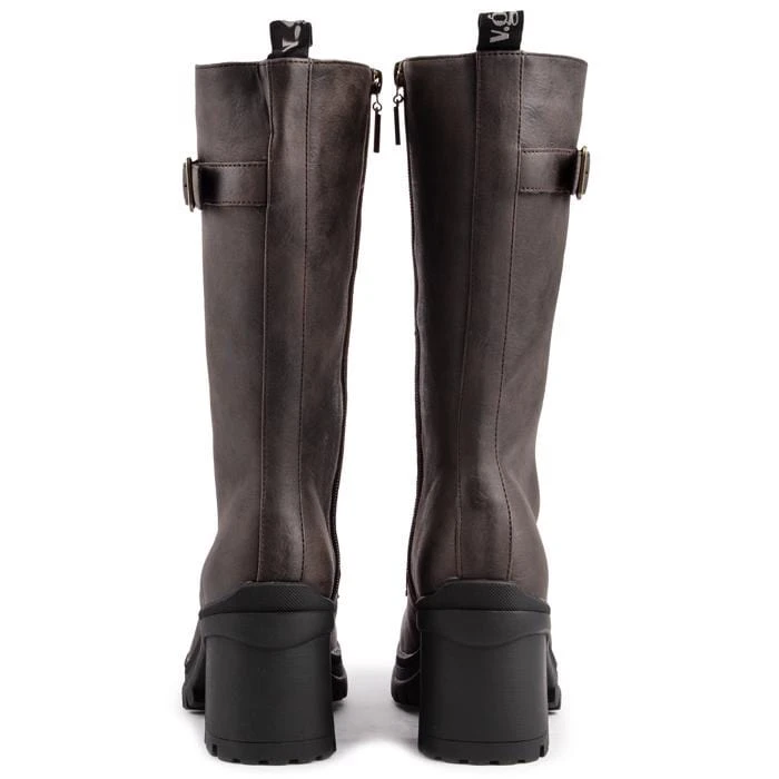 Oolong Women's Vegan Leather Mid Calf Boots | Brown 6 Oolong Women's Vegan Leather Mid Calf Boots | Brown - Image 4