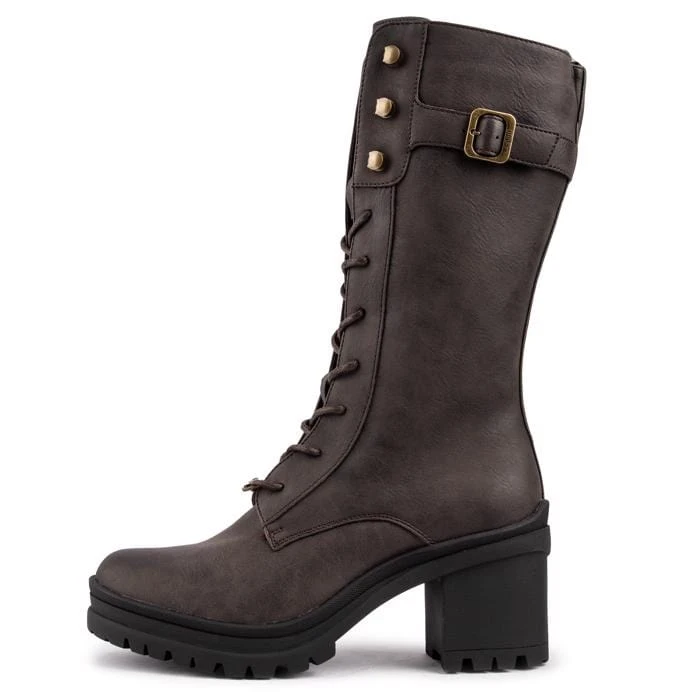 Oolong Women's Vegan Leather Mid Calf Boots | Brown 8 Oolong Women's Vegan Leather Mid Calf Boots | Brown - Image 6