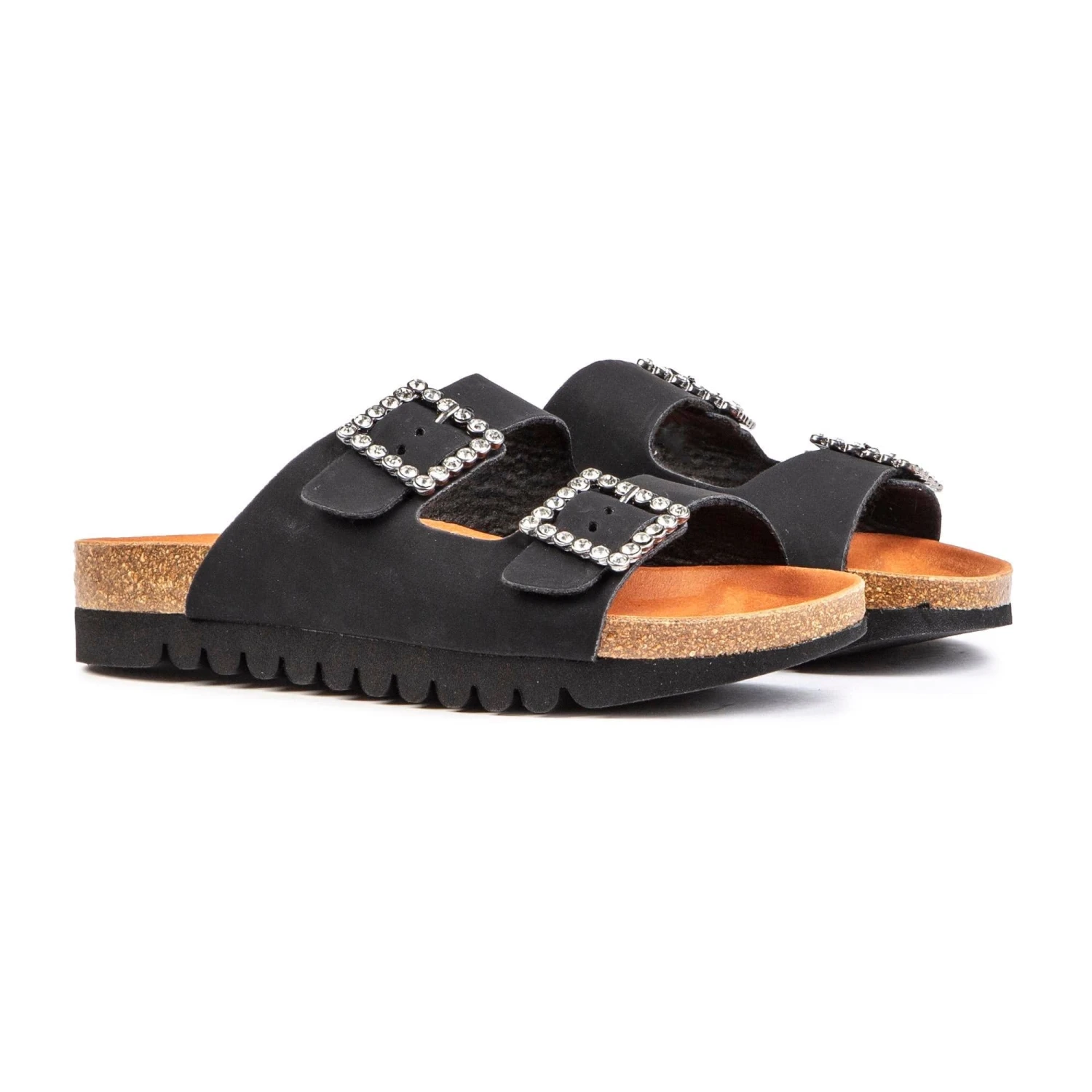 Raspberry Women's Vegan Leather Sparkle Sandals | Black 4 Raspberry Women's Vegan Leather Sparkle Sandals | Black - Image 2