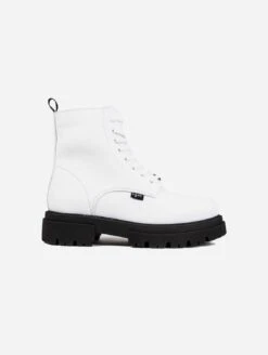 Aloe Women's Vegan Leather Biker Boots | White