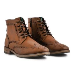 Wheat Men's Vegan Leather Brogue Boots | Tan -Women Clothing Store v gan wheat brogue boots 30514558107761