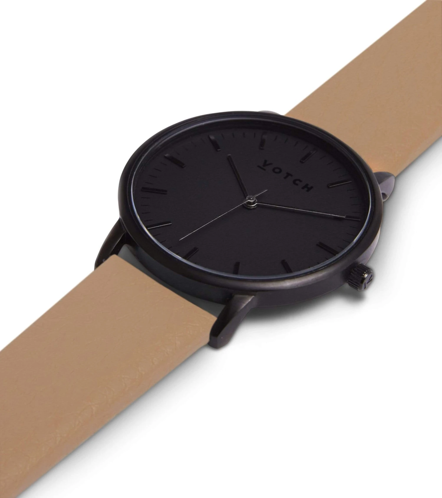 Moment Watch With Black Dial | Tan Vegan Leather Strap 5 Moment Watch With Black Dial | Tan Vegan Leather Strap - Image 3
