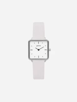 Kindred Watch With Silver & White Dial | Light Grey Vegan Leather Strap