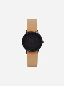 Moment Watch With Black Dial | Tan Vegan Leather Strap